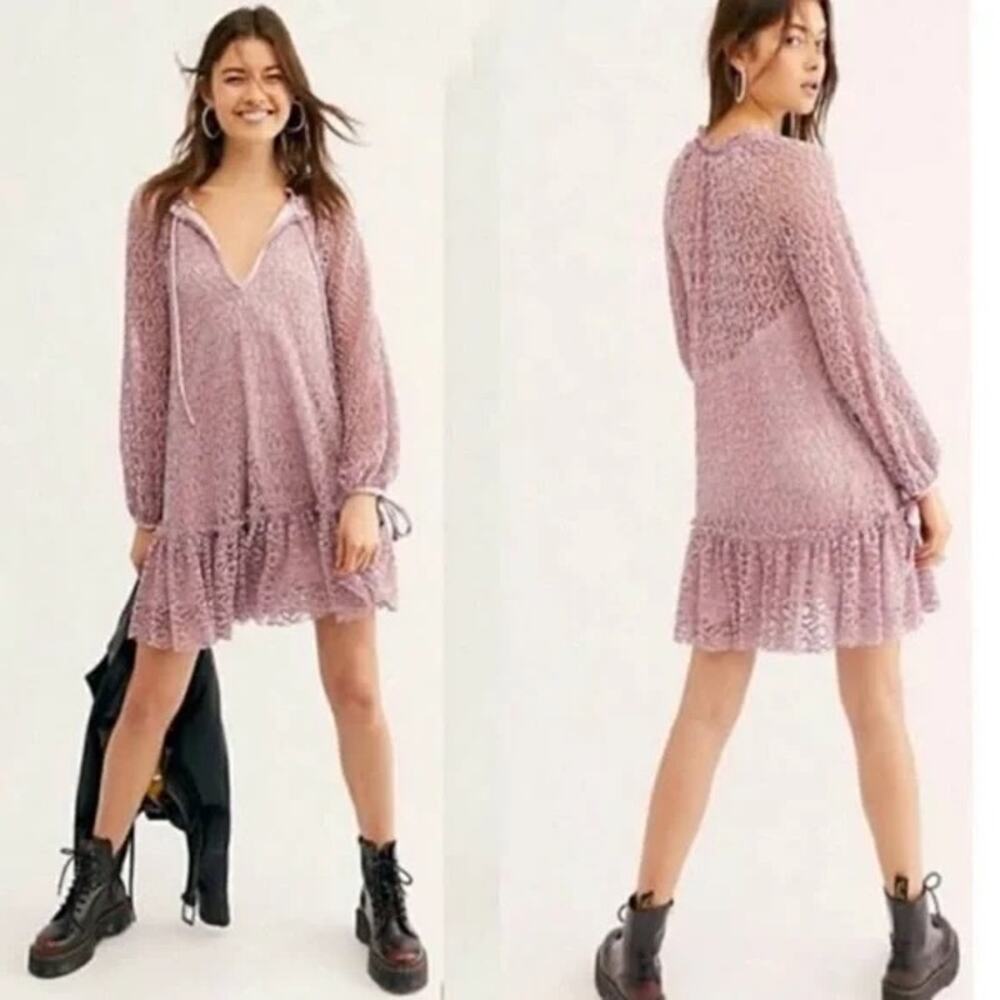 Free People Jenny Purple Crush Velvet Dress - Picture 1 of 11